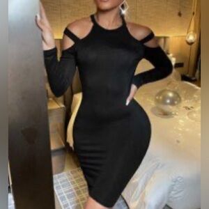 SHEIN SXY Black Cold Shoulder Bodycon Dress